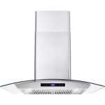 668WRCS75 Wall Mount Range Hood with Ducted Exhaust Vent, 3 Speed Fan, Soft Touch Controls, Tempered Glass, Permanent Filters in Stainless Steel, 30 inches