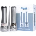 Electric Salt and Pepper Grinder Set Adjustable Coarseness Stainless Steel Battery Operated Mill With LED Light and Complimentary Mill Rest (Pack of 2 Mills) Electric Salt and Pepper Grinder Set Adjustable Coarseness Stainless Steel Battery Operated Mill With LED Light and Complimentary Mill Rest (Pack of 2 Mills)