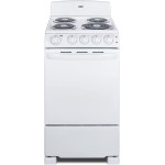RE203W 20" Electric Range, 4 Coil Elements, White, 2.3 Cuft Oven Capacity, on Indicator Lights for Oven and Elements RE203W 20" Electric Range, 4 Coil Elements, White, 2.3 Cuft Oven Capacity, on Indicator Lights for Oven and Elements
