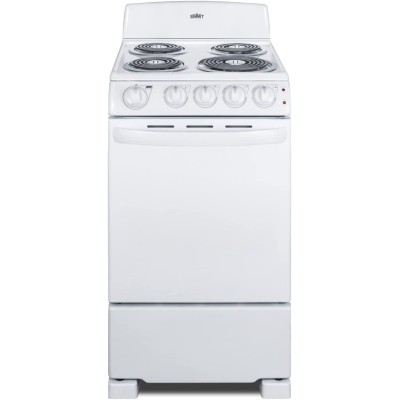 RE203W 20" Electric Range, 4 Coil Elements, White, 2.3 Cuft Oven Capacity, on Indicator Lights for Oven and Elements