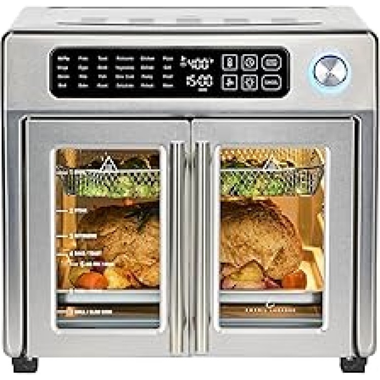 Emeril Lagasse Extra Large French Door Air Fryer Toaster Oven Combo, 24 Cooking Functions and Digital Controls, 7 Accessories Included, Stainless Steel Finish, 26QT Capacity Emeril Lagasse Extra Large French Door Air Fryer Toaster Oven Combo, 24 Cooking Functions and Digital Controls, 7 Accessories Included, Stainless Steel Finish, 26QT Capacity