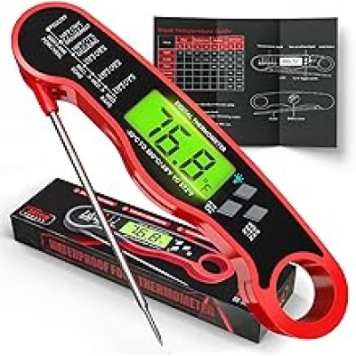 Digital Meat Thermometer for Cooking - Waterproof Kitchen Thermometer with Backlight and Hold, Fast Instant Read Food Thermometer, Candy Making, Outside Grill, Stocking Stuffers for Adult Men