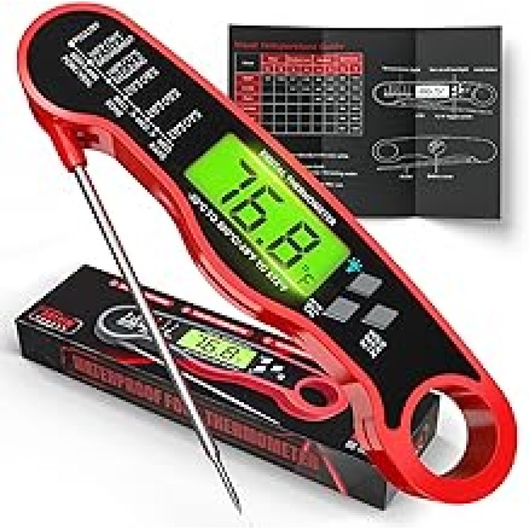 Digital Meat Thermometer for Cooking - Waterproof Kitchen Thermometer with Backlight and Hold, Fast Instant Read Food Thermometer, Candy Making, Outside Grill, Stocking Stuffers for Adult Men